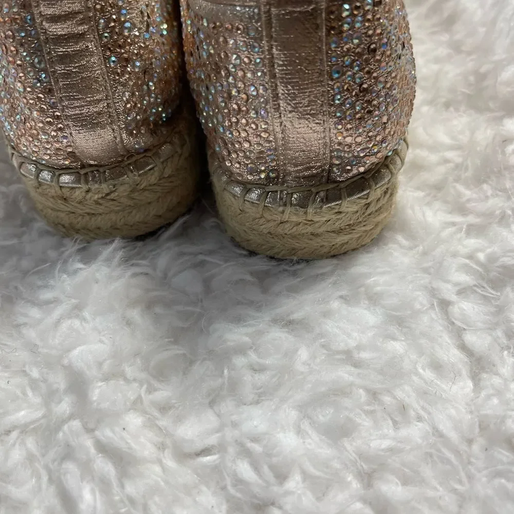 INC International concept gold glitter Espadrilles round toe slip on size 9.5
